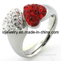 Double Heart Ring with Crystal Stone for Girlfriend